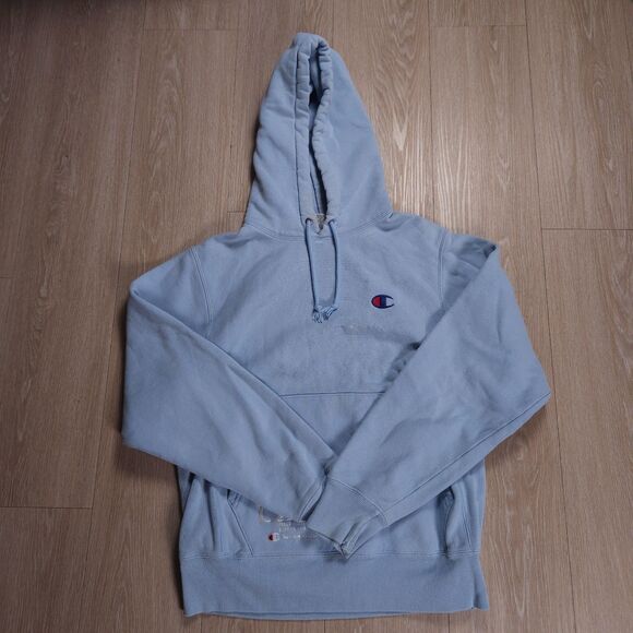 Champion Reverse Weave Heavy Weight Hoodie Sweatshirt Men Size Small Light Blue - Picture 1 of 9